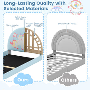 Single Floor Bed Frame, Upholstered Twin Size Kids Floor Bed with 210D Oxford Cloth Floor Mat