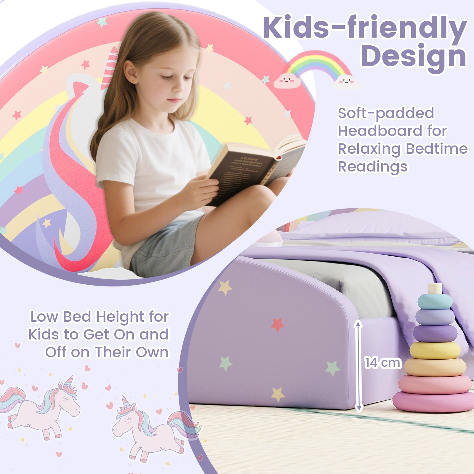 Single Floor Bed Frame, Upholstered Single Size Kids Floor Bed