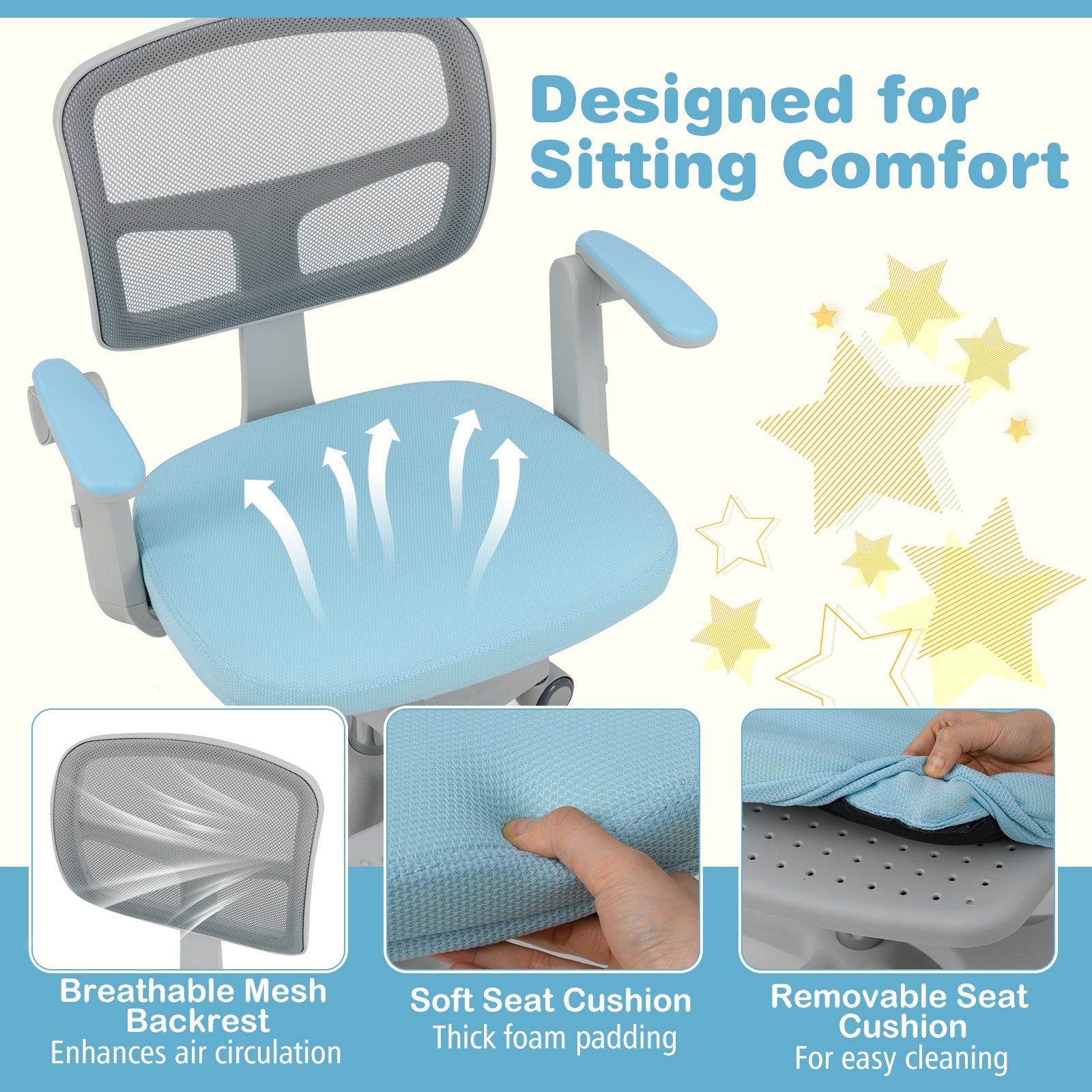 Kids Desk Chair, Children Study Chair for Boys Girls Age 3-10