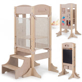 Foldable Learning Tower Toddler Tower, Kitchen Standing Tower with 2-Setp Stool