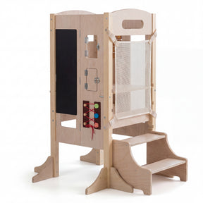 Foldable Learning Tower Toddler Tower, Kitchen Standing Tower with 2-Setp Stool