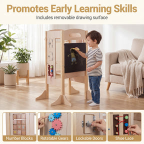 Foldable Learning Tower Toddler Tower, Kitchen Standing Tower with 2-Setp Stool