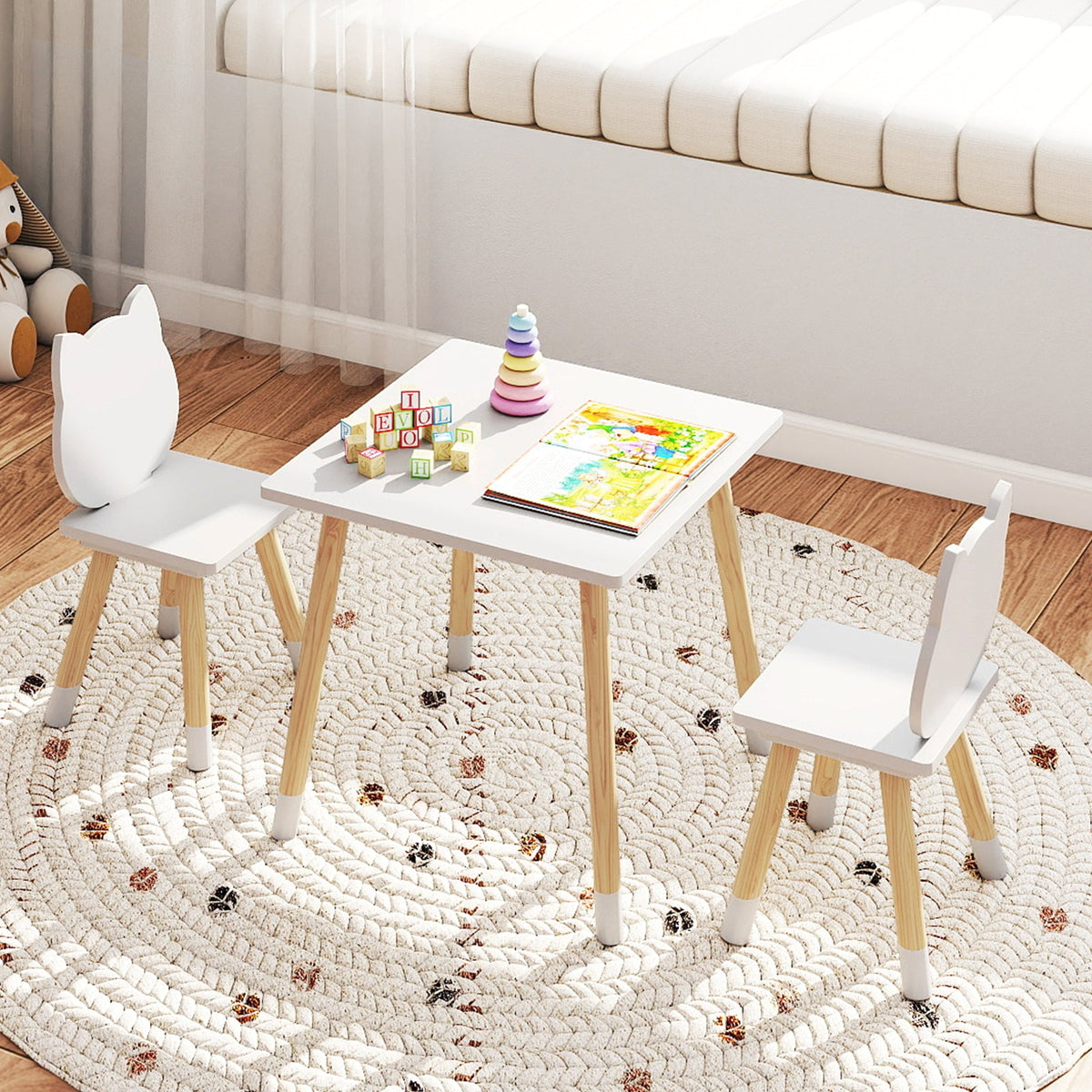 Kids Table and Chairs Set Wooden Toddler Desk and Chair Set