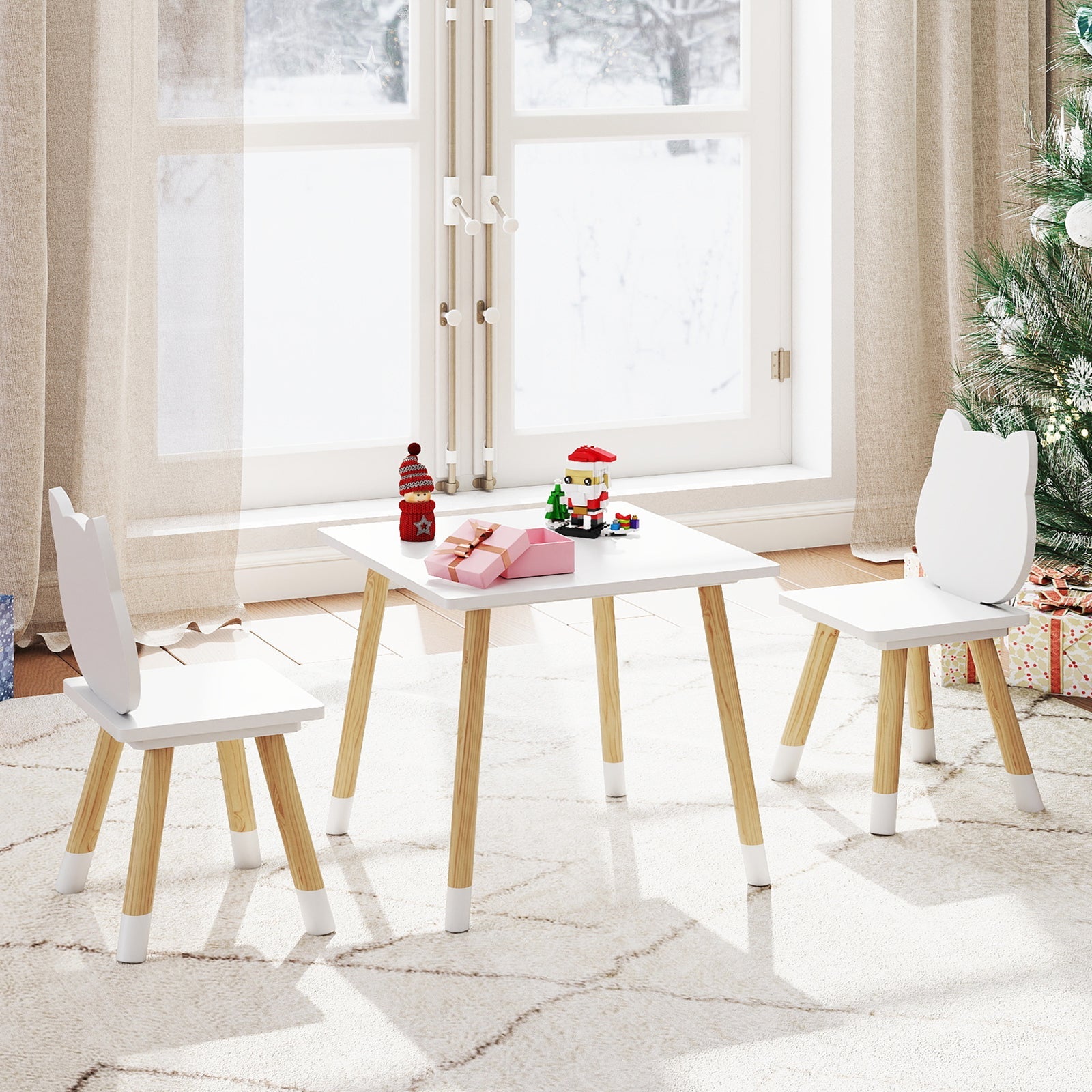 Kids Table and Chairs Set Wooden Toddler Desk and Chair Set
