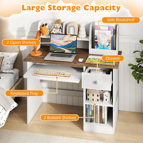 HONEY JOY Kids Study Desk, Children Writing Table w/Hutch