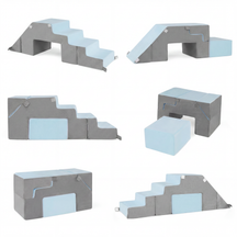 4-in-1 Foam Climbing Blocks, Toddler Indoor Climb & Crawl Soft Play Set with Slide