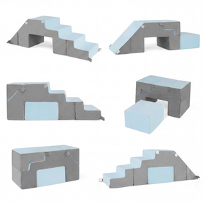 4-in-1 Foam Climbing Blocks, Toddler Indoor Climb & Crawl Soft Play Set with Slide