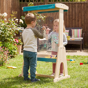 Wooden Art Easel for Kids, Double-sided Kids Easel with Transparent Board & Paper Roll