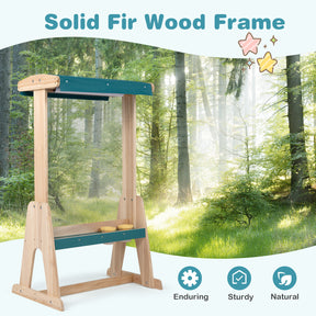Wooden Art Easel for Kids, Double-sided Kids Easel with Transparent Board & Paper Roll