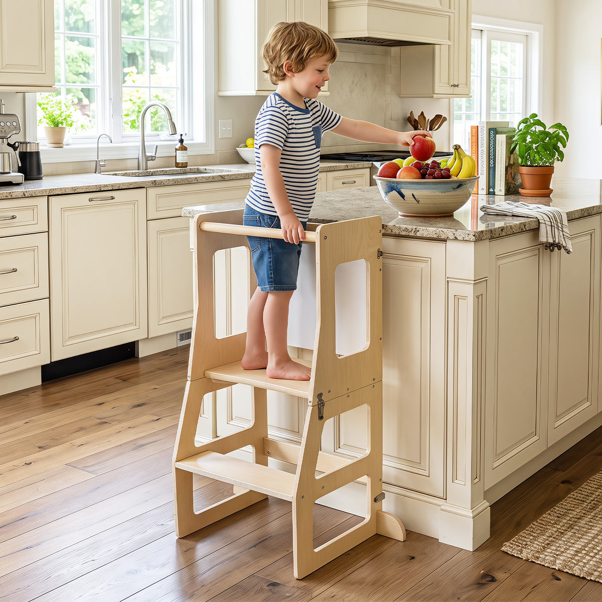 Toddler Standing Tower w/ Blackboard, Natural