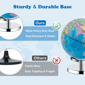 World Globe, 3-in-1 Desktop Spinning Earth w/ Illuminated Constellation Maps