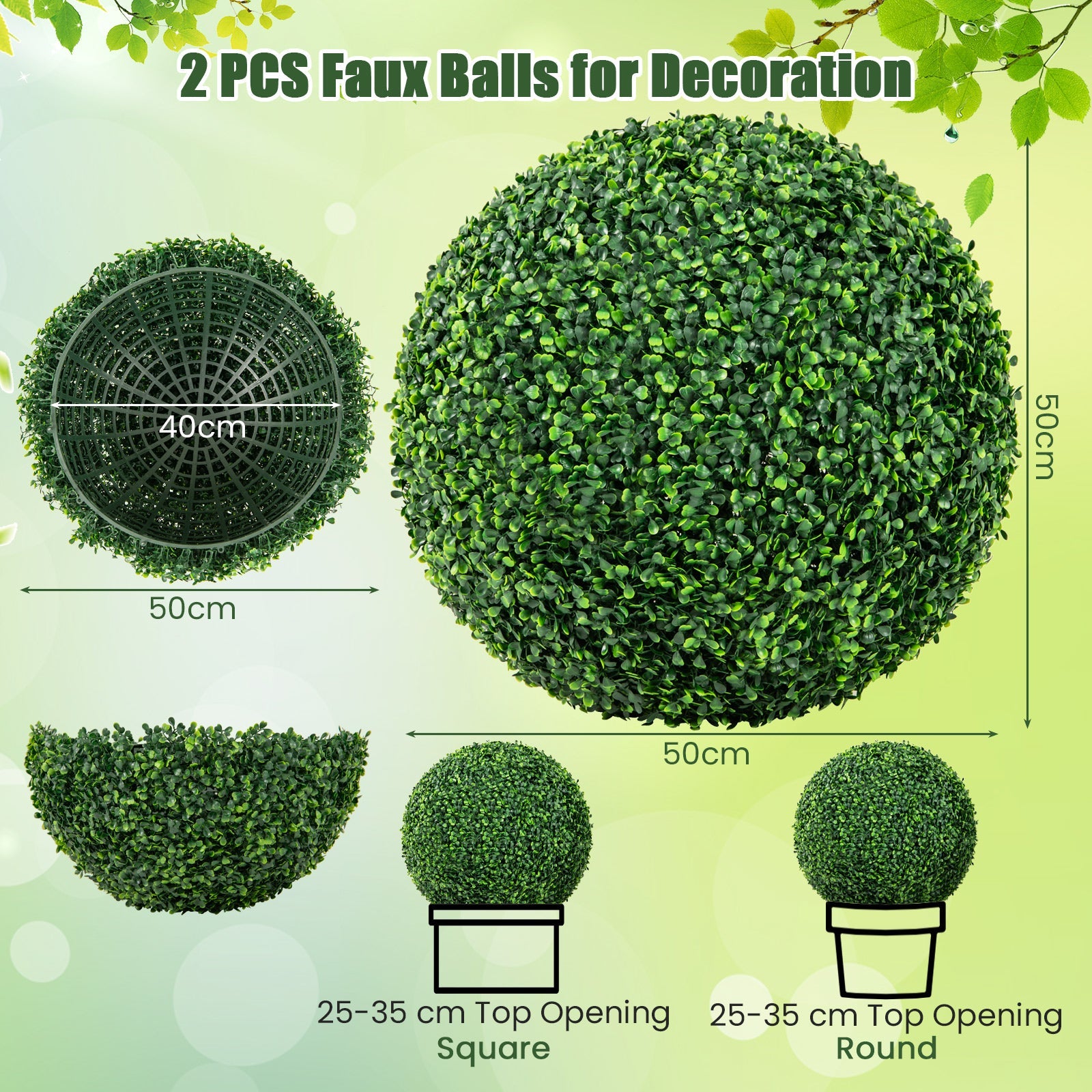 2 PCS Artificial Plant Milan Grass Ball Faux Plant Home Wedding Decoration