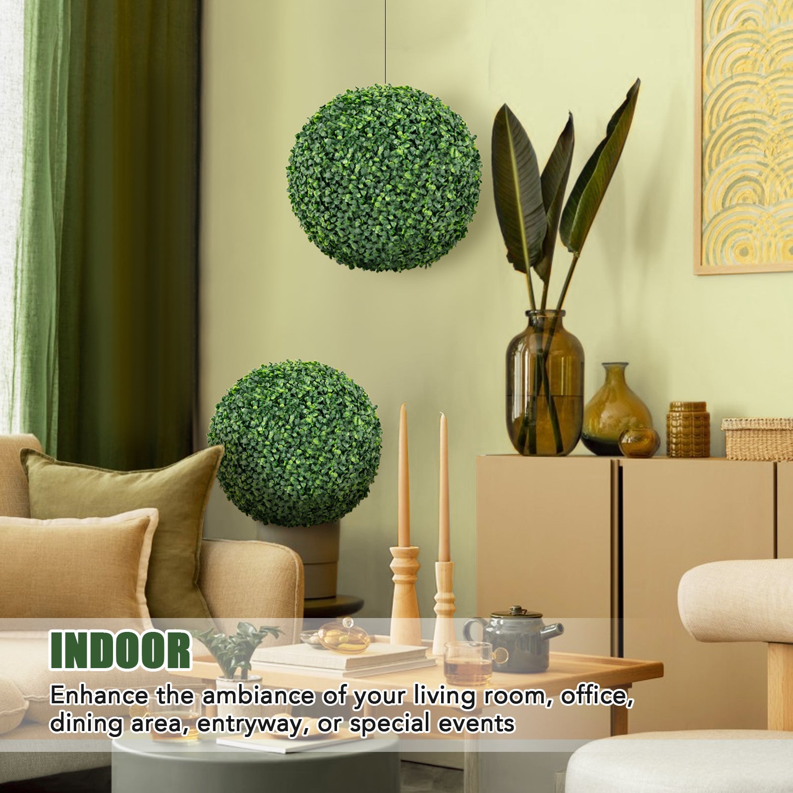 2 PCS Artificial Plant Milan Grass Ball Faux Plant Home Wedding Decoration