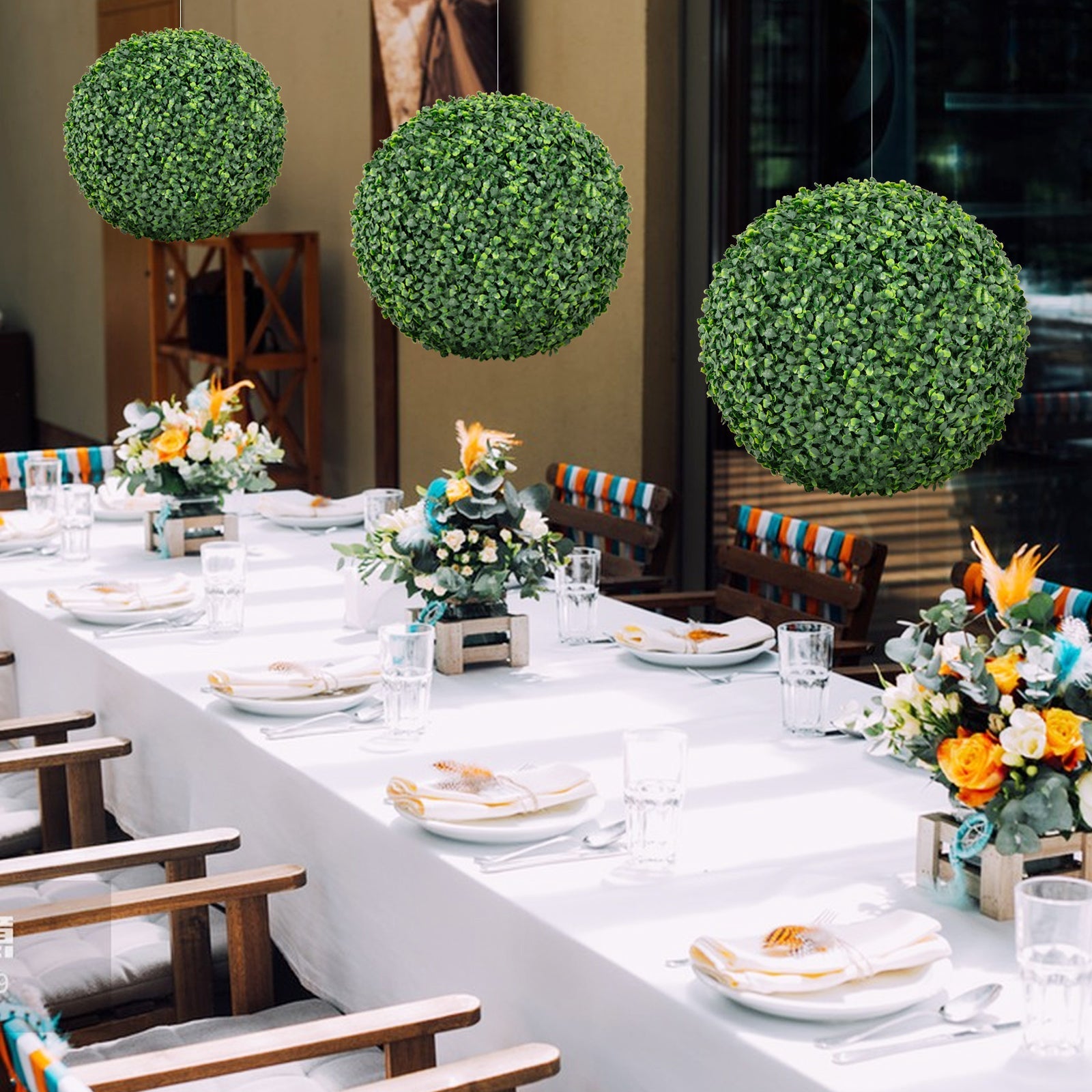 2 PCS Artificial Plant Milan Grass Ball Faux Plant Home Wedding Decoration
