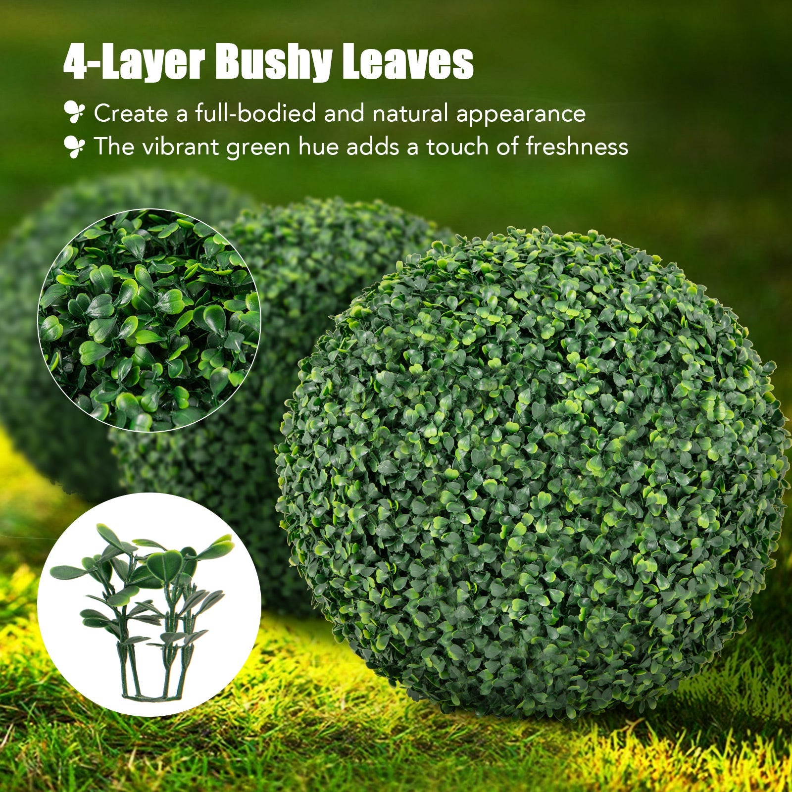 2 PCS Artificial Plant Milan Grass Ball Faux Plant Home Wedding Decoration