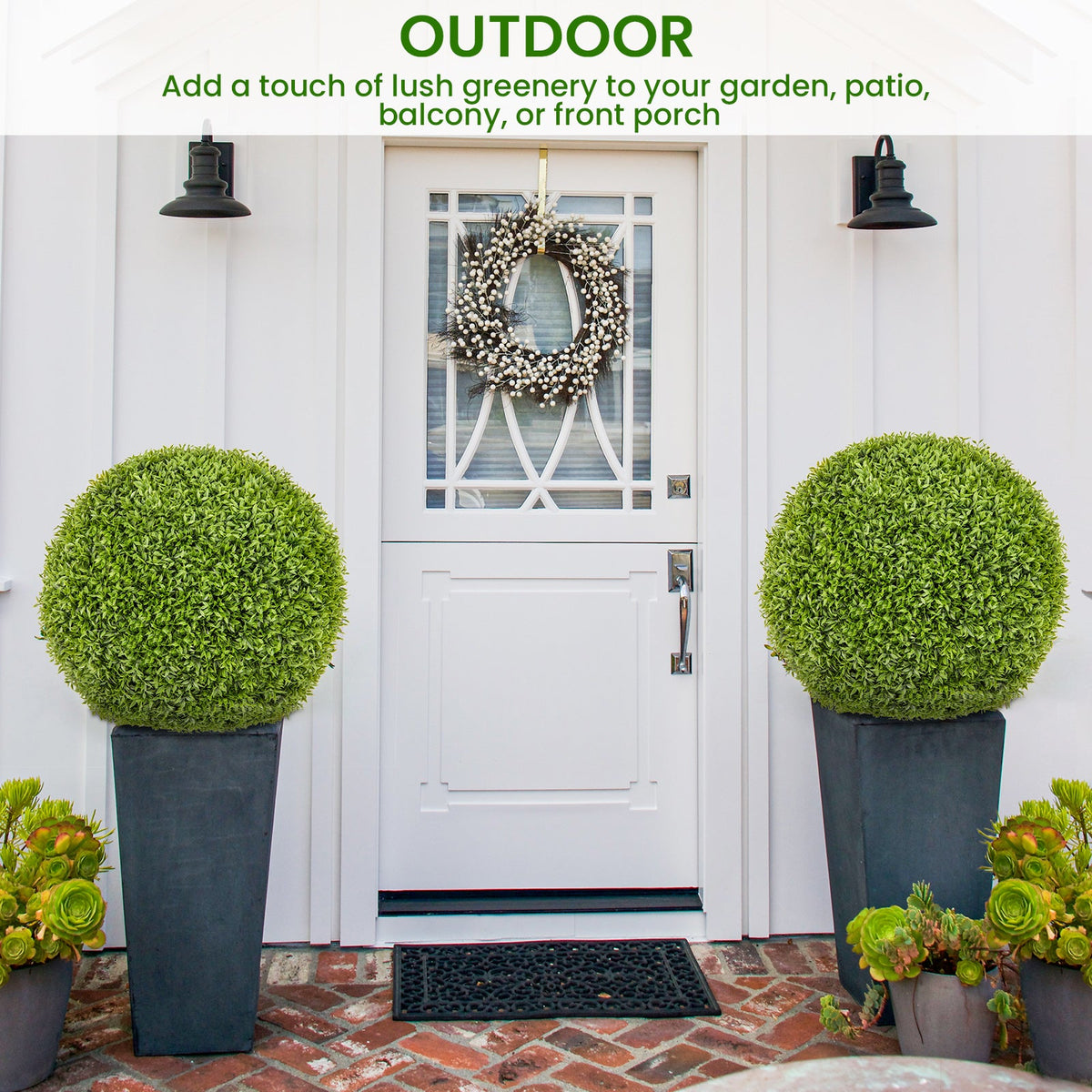 2 PCS 50cm Artificial Plant Boxwood Topiary Ball Faux Plant Home Decoration