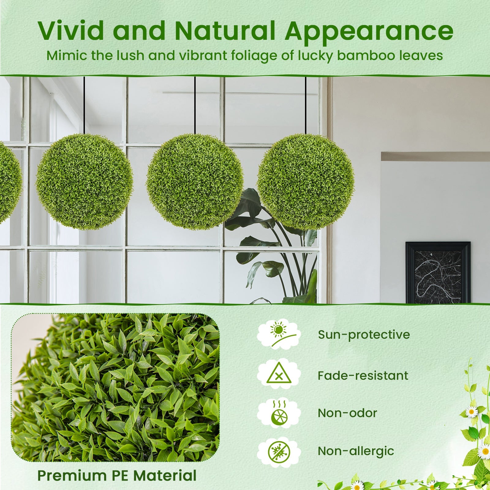 2 PCS 50cm Artificial Plant Boxwood Topiary Ball Faux Plant Home Decoration