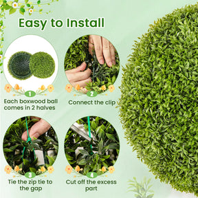 2 PCS 50cm Artificial Plant Boxwood Topiary Ball Faux Plant Home Decoration