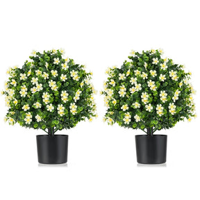 2 Pack Artificial Boxwood Topiary Ball Tree Faux Shrub Bushes