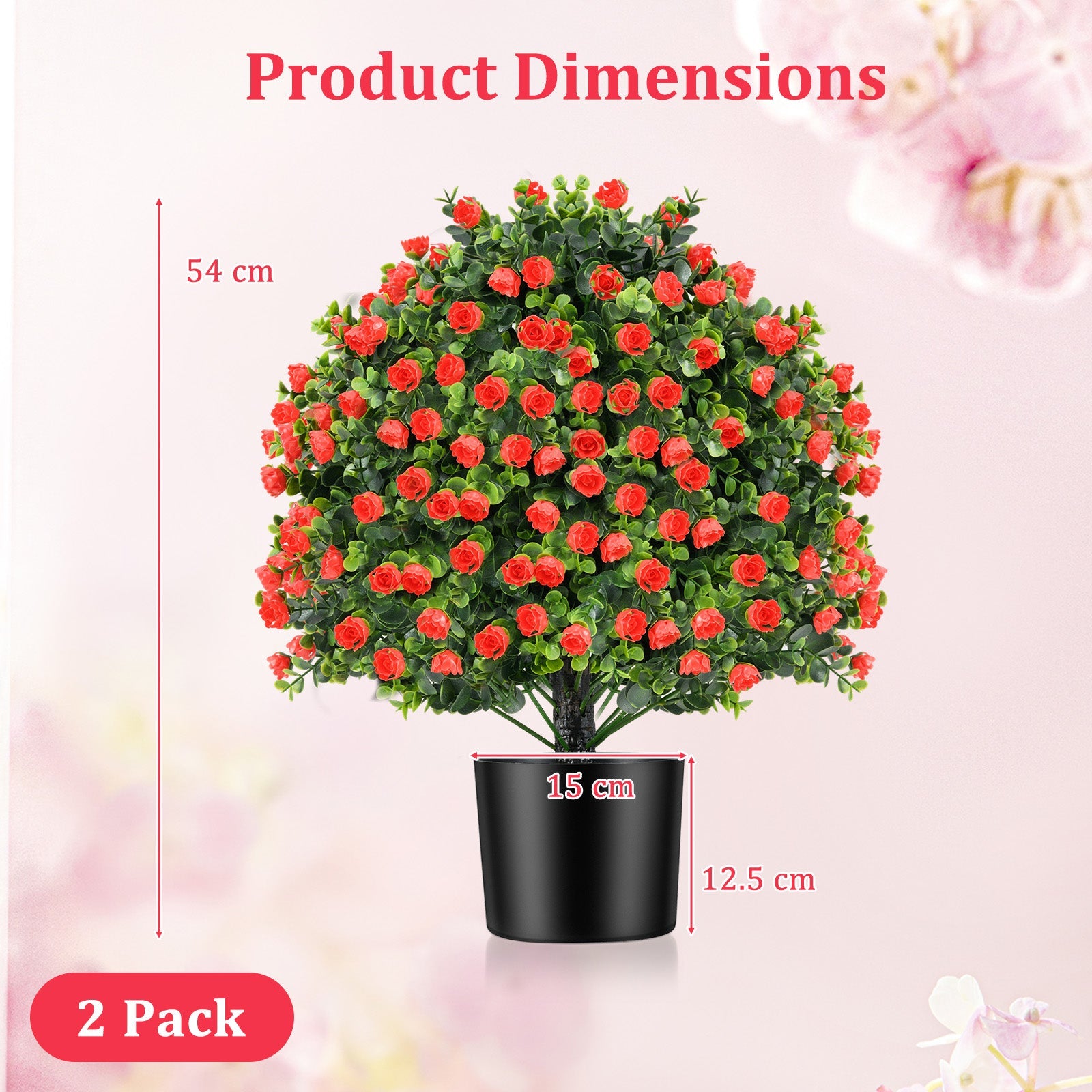 Giantex 2 Pack Artificial Rose Topiary Ball Tree
