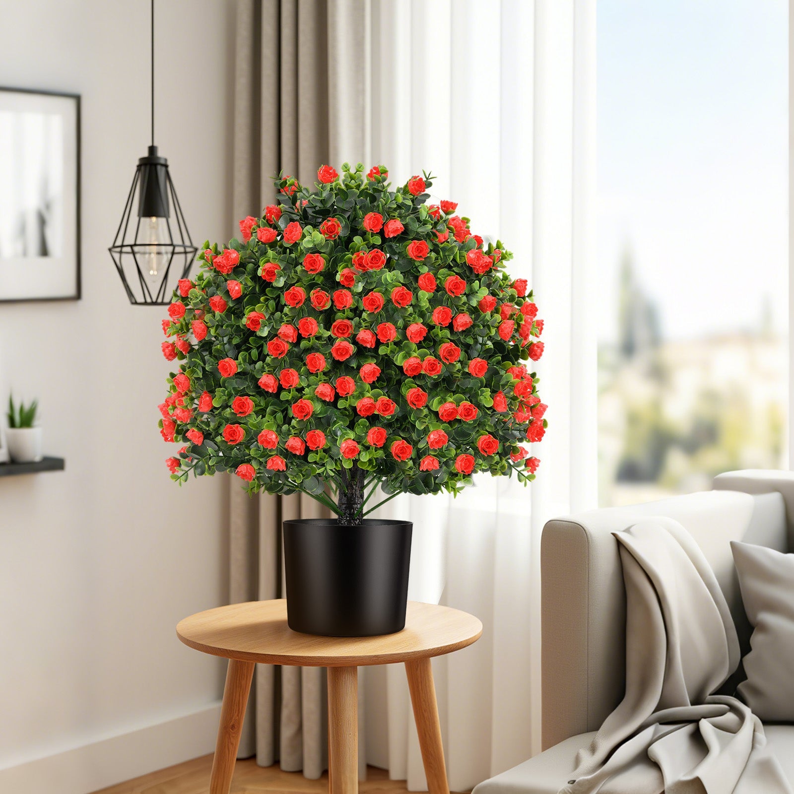 Giantex 2 Pack Artificial Rose Topiary Ball Tree