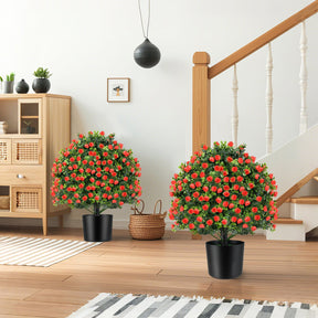 Giantex 2 Pack Artificial Rose Topiary Ball Tree