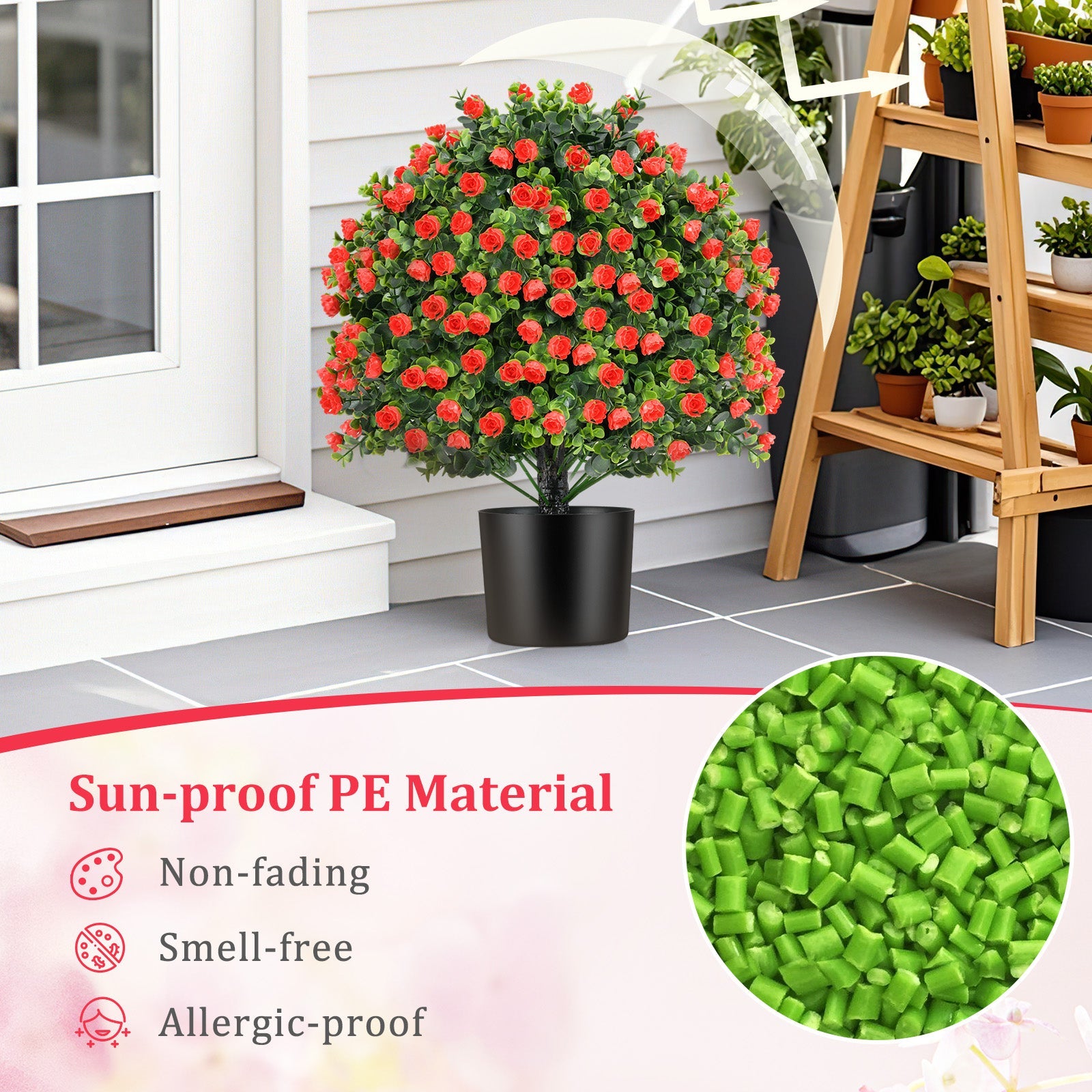 Giantex 2 Pack Artificial Rose Topiary Ball Tree