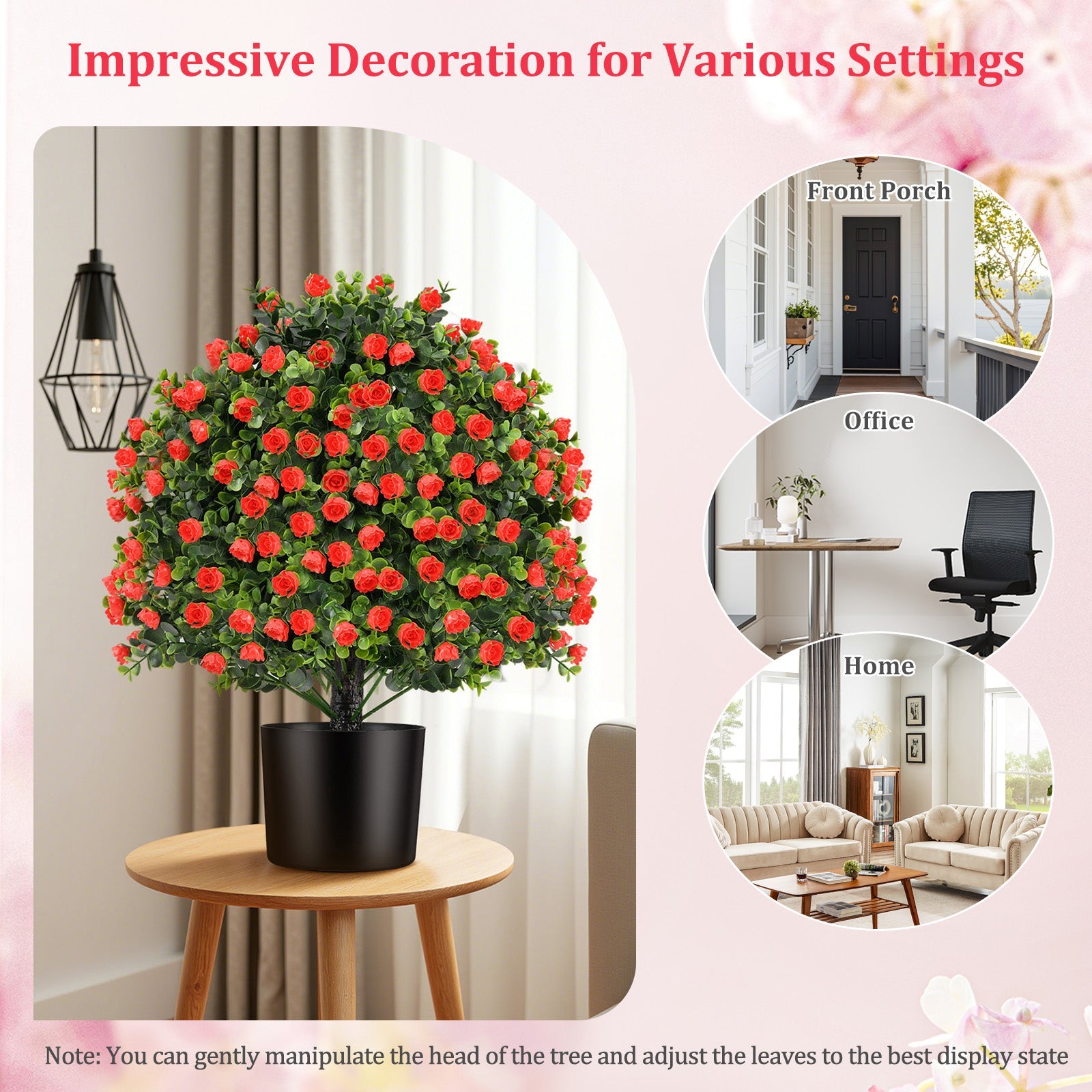 Giantex 2 Pack Artificial Rose Topiary Ball Tree