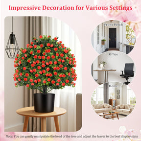 Giantex 2 Pack Artificial Rose Topiary Ball Tree
