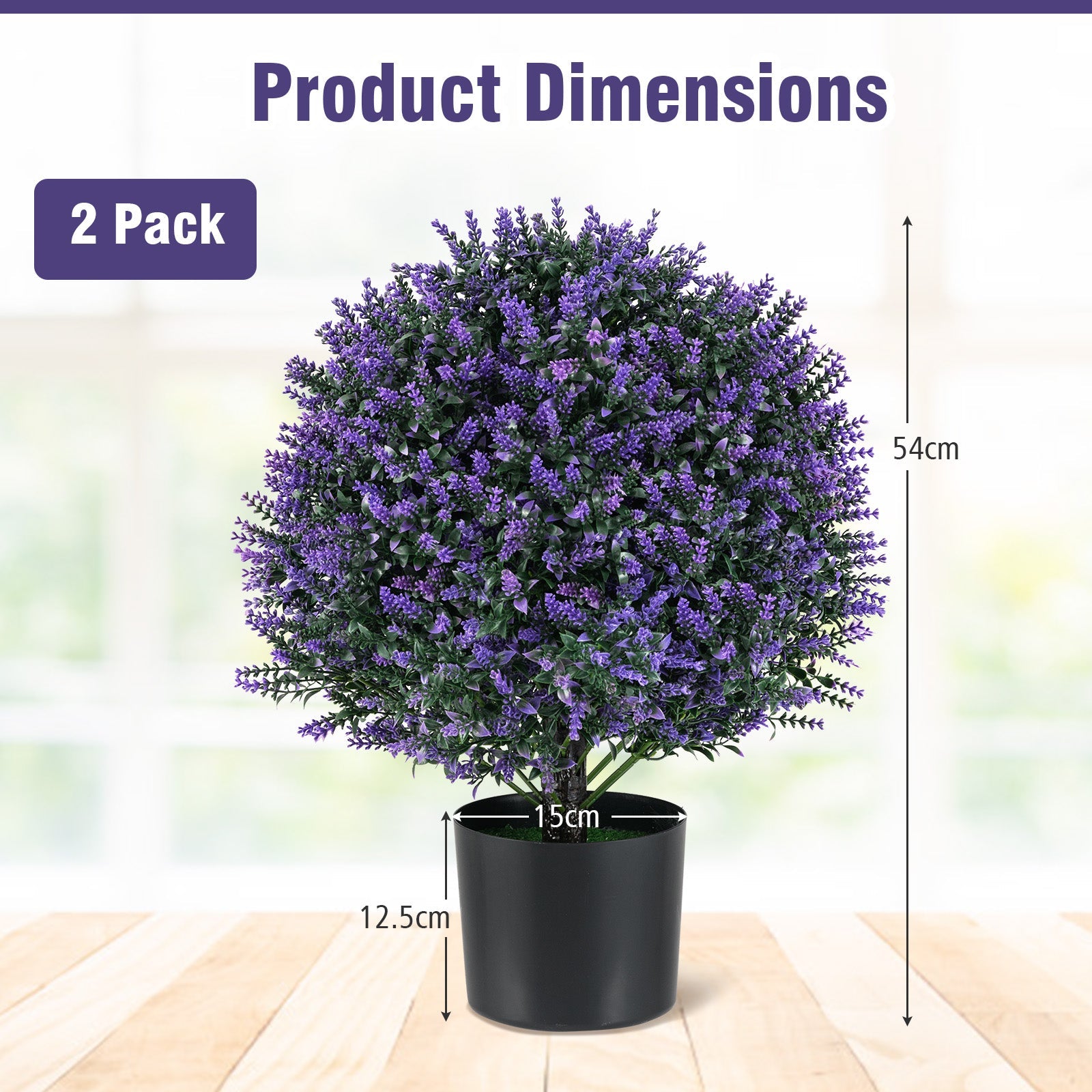 2 Pack Faux Shrub Bushes w/Flowers & Plastic Nursery Pot