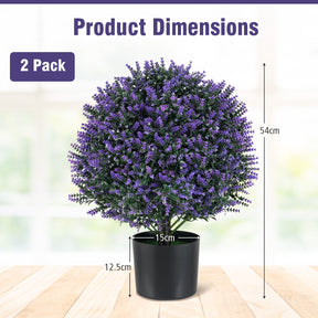 2 Pack Faux Shrub Bushes w/Flowers & Plastic Nursery Pot