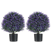 2 Pack Faux Shrub Bushes w/Flowers & Plastic Nursery Pot