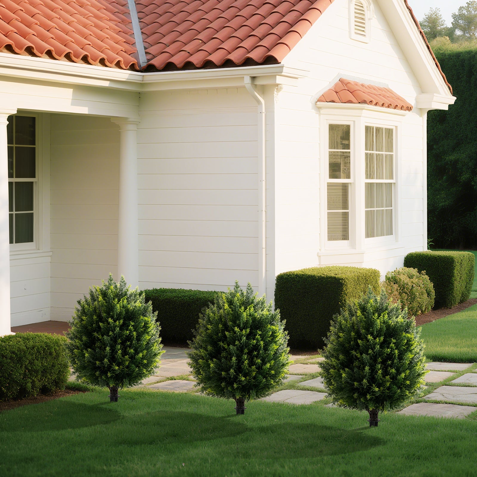 61 cm Artificial Cypress Topiary Ball Tree Set of 2