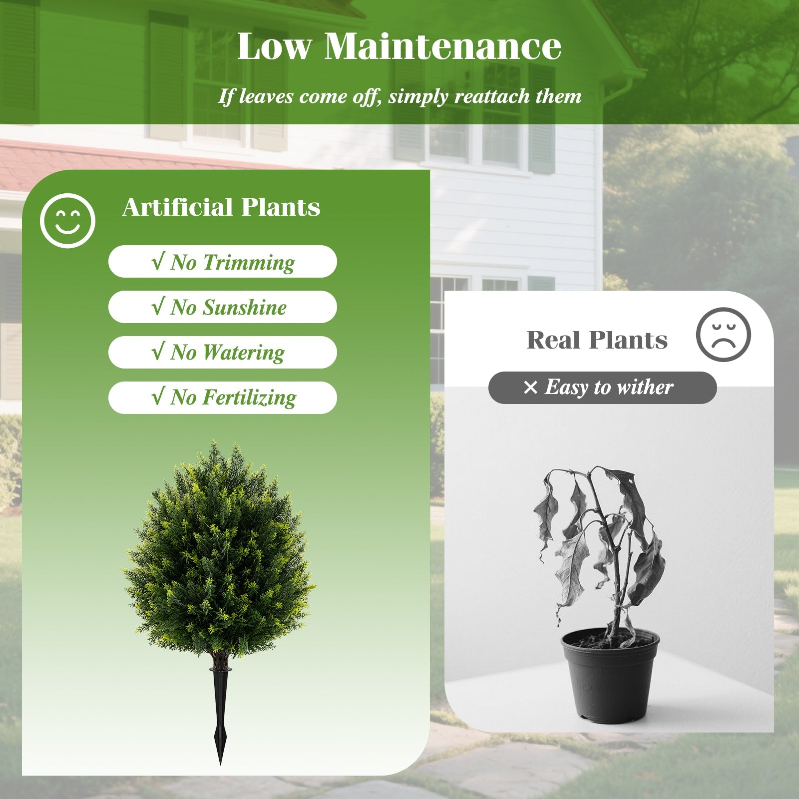 61 cm Artificial Cypress Topiary Ball Tree Set of 2