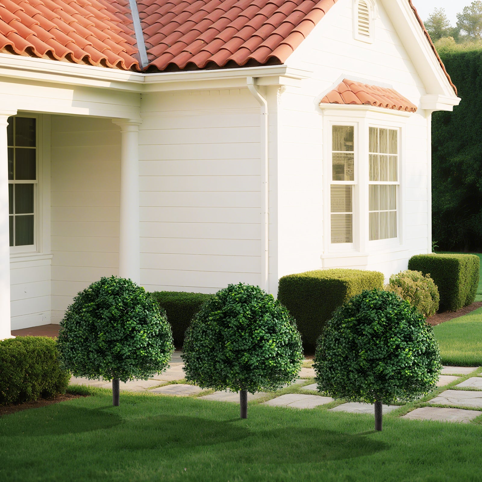2 Pack Faux Bushes with Ground Spike