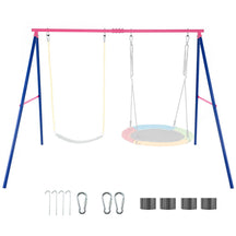 A-Frame Swing Stand for 2 Swings, 300kg Heavy Duty Metal Swing Set w/ Ground Stakes