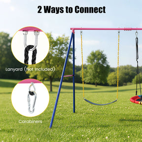 A-Frame Swing Stand for 2 Swings, 300kg Heavy Duty Metal Swing Set w/ Ground Stakes
