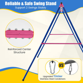 A-Frame Swing Stand for 2 Swings, 300kg Heavy Duty Metal Swing Set w/ Ground Stakes