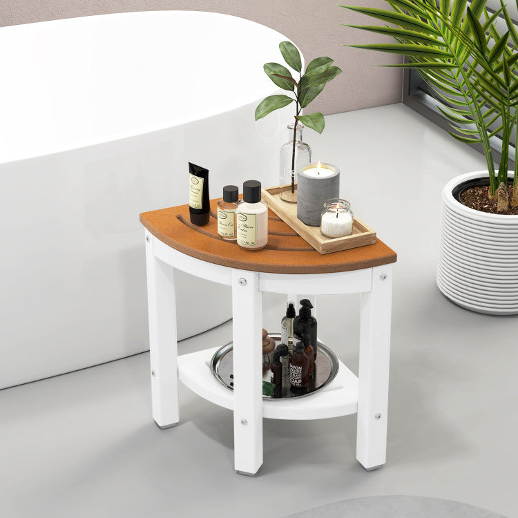 Heavy Duty Corner Shower Bench Stool with Storage Shelf for Bathrooms and Bedsides