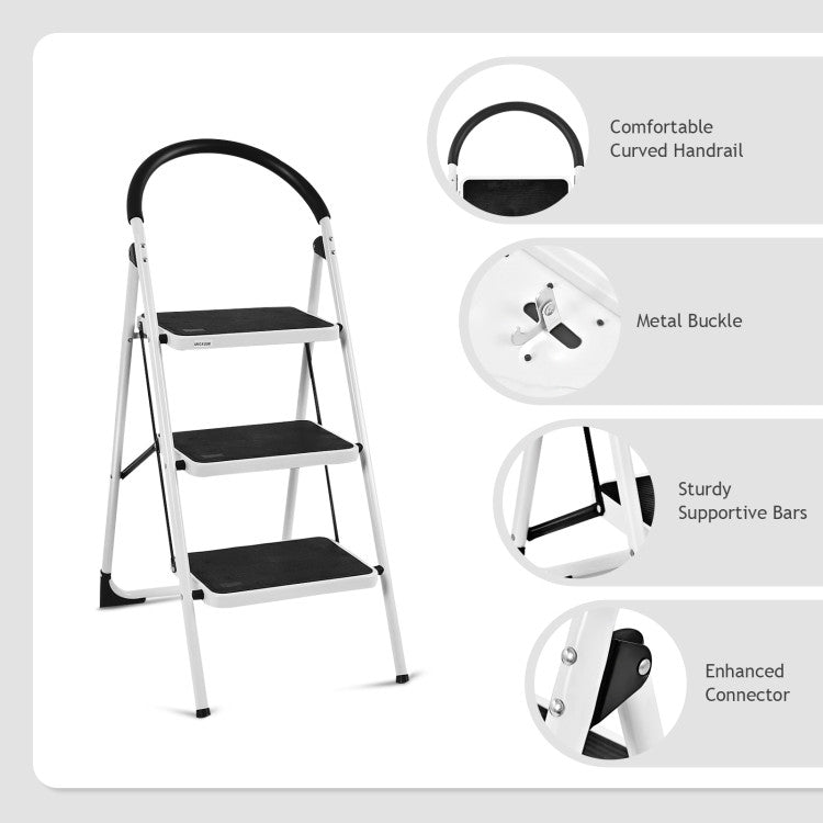 Heavy Duty Industrial Lightweight Folding Stool 3-Step Ladder