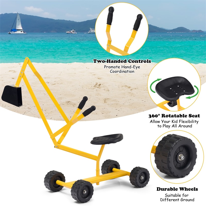 Heavy Duty Kids Ride-on Sand Digger Digging Excavator with Wheels