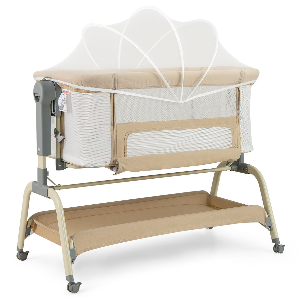 4 in 1 Rocking Baby Bassinet, Newborn Infant Bedside Sleeper w/6 Adjustable Heights