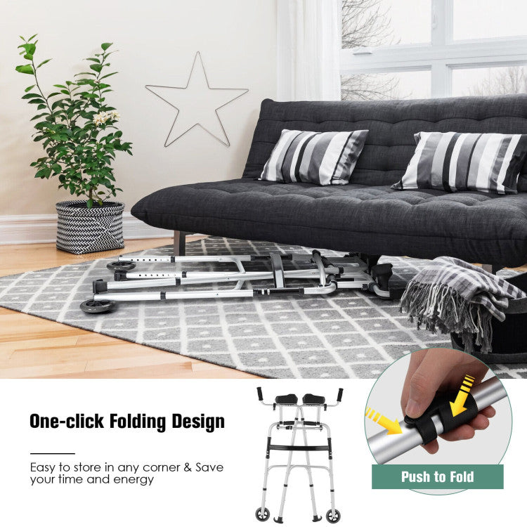 Height Adjustable One-click Folding Rolling Walker & Rollators with Seat