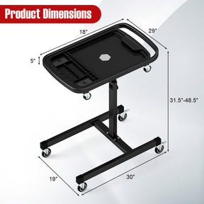 2-in-1 Rolling Tool Tray Height Adjustable Work Table with Detachable Part Tray