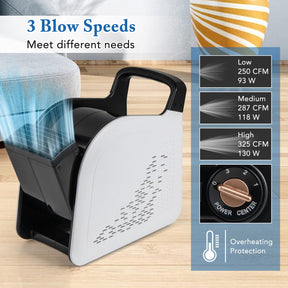 High Velocity Blower Fan Utility Air Mover with 3 Speeds and 185° Pivoting Head
