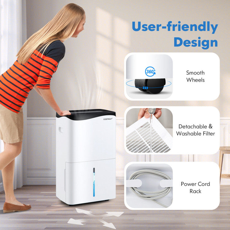 100-Pint Dehumidifier with Smart App and 4 Working Modes for Home and Basements 5500 Sq. Ft