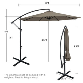 Hikidspace 10 Feet Offset Umbrella with Cross Base for Pool, Outdoor Camping, Patio