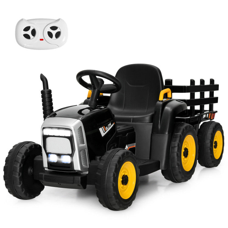 Hikidspace 12V Ride-on Tractor with 3-Gear-Shift & Remote Control for Kids 3+ Years Old