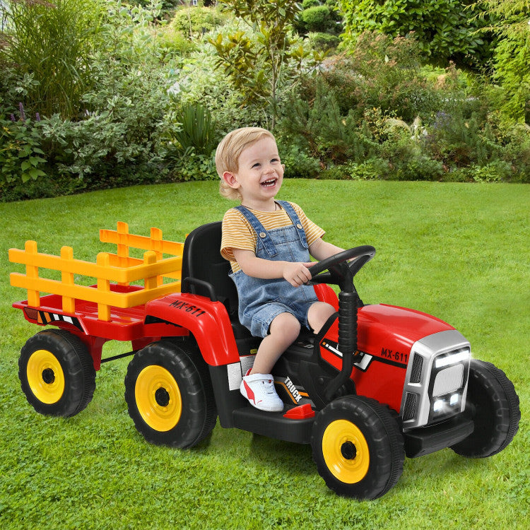 Hikidspace 12V Ride-on Tractor with 3-Gear-Shift & Remote Control for Kids 3+ Years Old