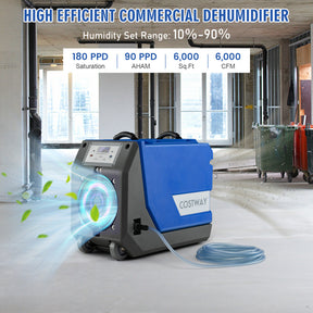 180 PPD Portable Commercial Dehumidifier with Pump Drain Hose and Wheels